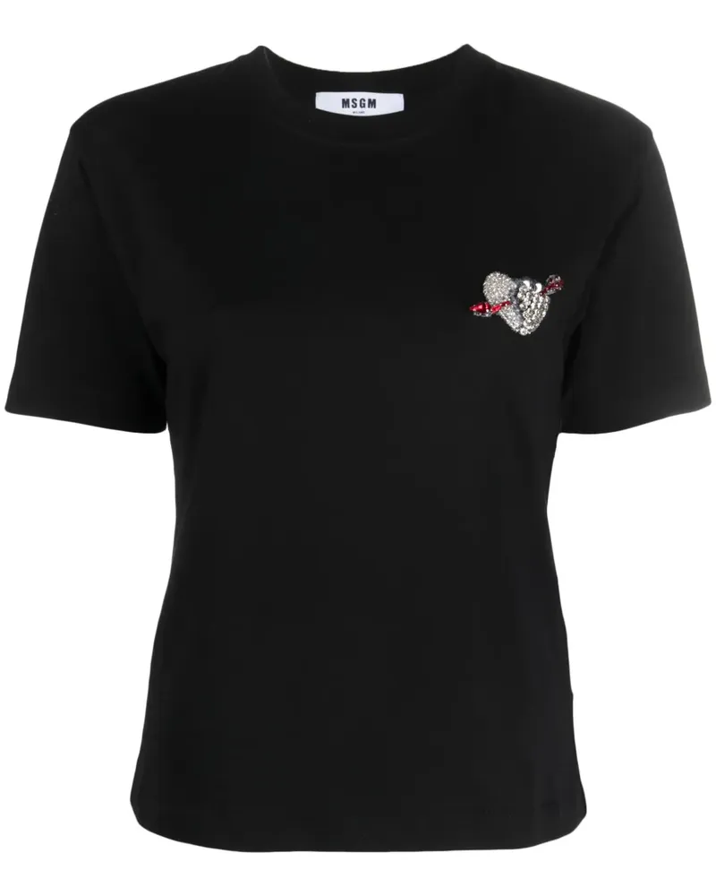 MSGM T-Shirt mit Logo-Print - Schwarz Schwarz