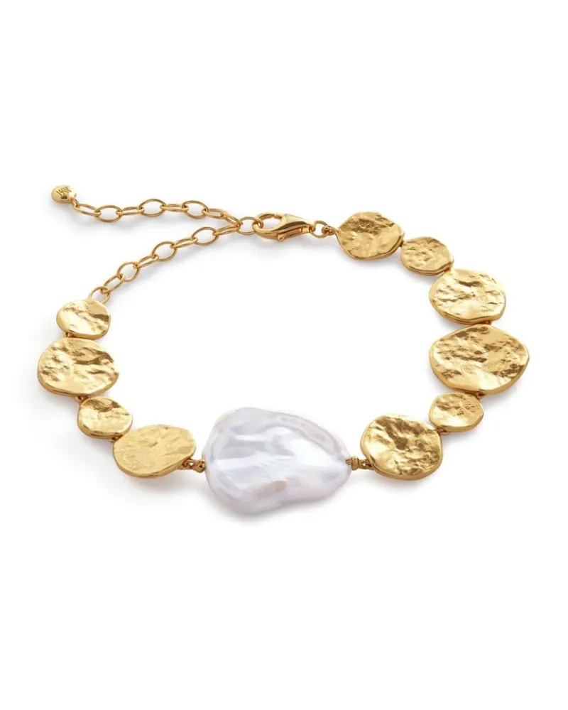 Monica Vinader Capri Keshi Pearl Disc Armband Gold