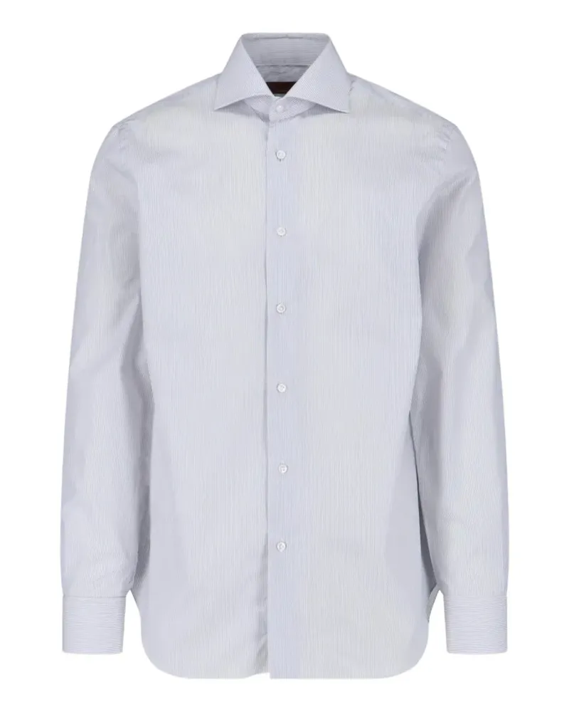 BARBA Gestreiftes Hemd - Weiß Weiß