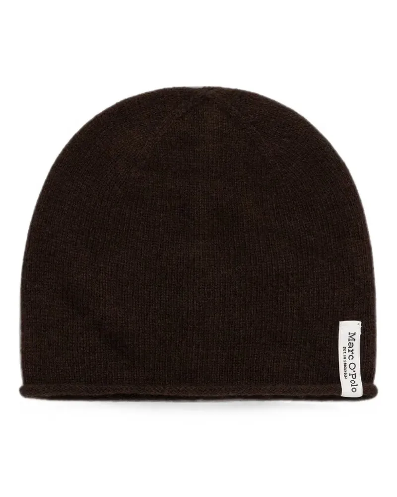 Marc O'Polo logo-patch knitted beanie hat and neckerchief set - Braun Braun