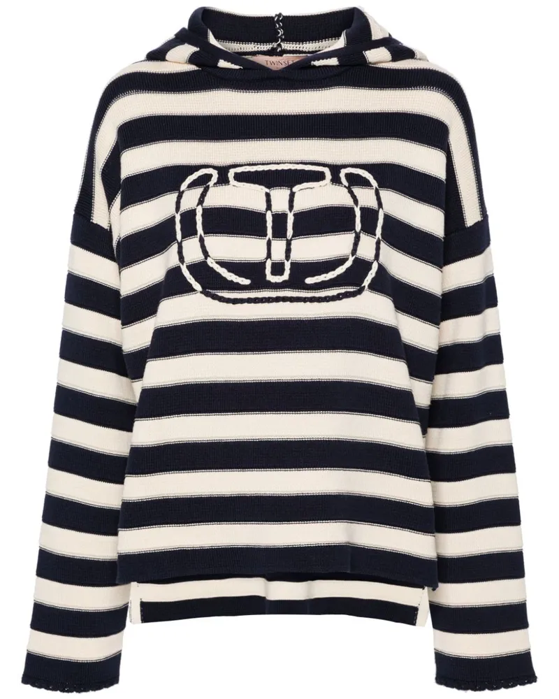 Twin-Set Gestreifter Hoodie - Nude Nude