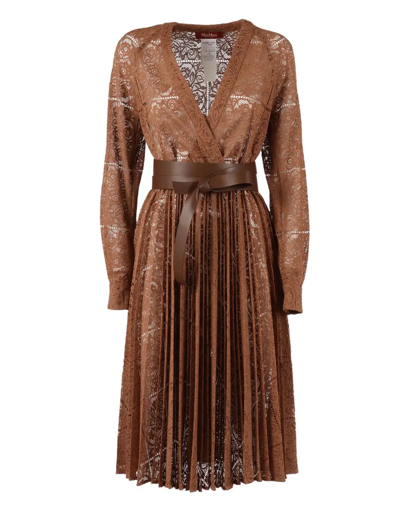 Max Mara Pensile Midikleid mit Spitzengürtel - Braun Braun