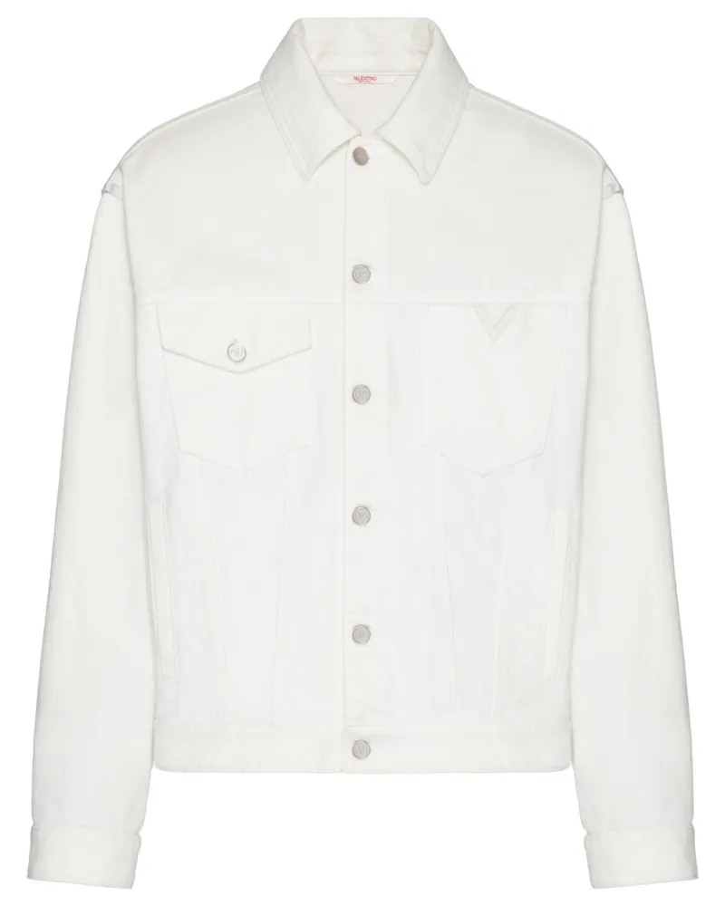 Valentino Garavani Jeansjacke mit V-Detail - Weiß Weiß