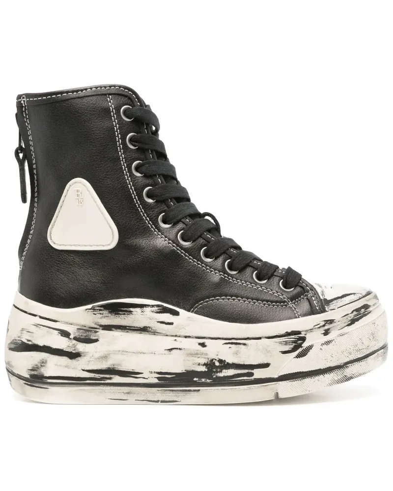 R13 Kurt Sneakers im Used-Look - Schwarz Schwarz