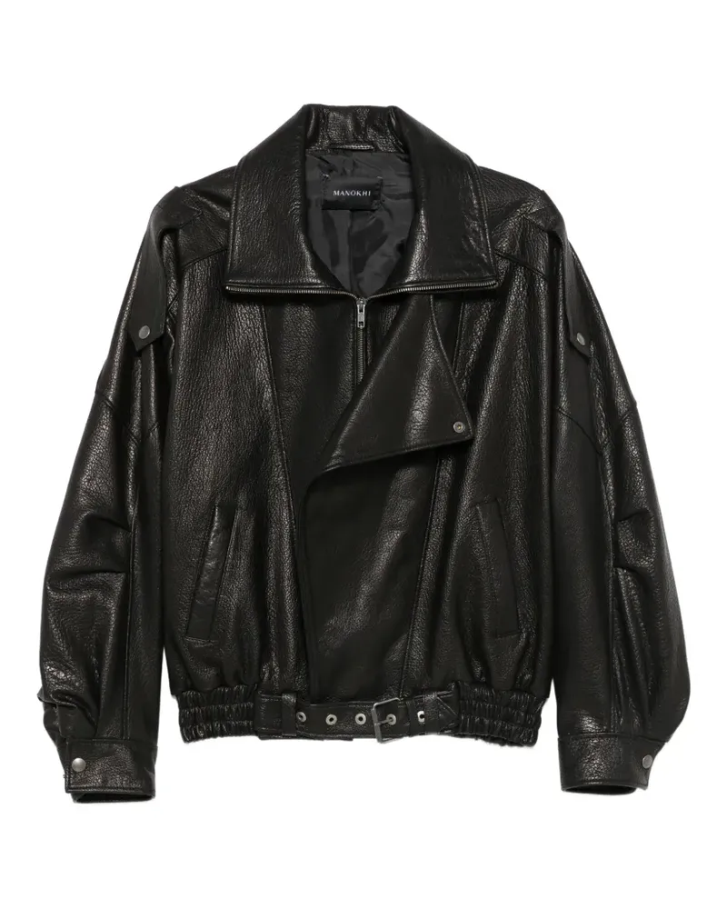 Manokhi Mindy belted leather jacket - Schwarz Schwarz