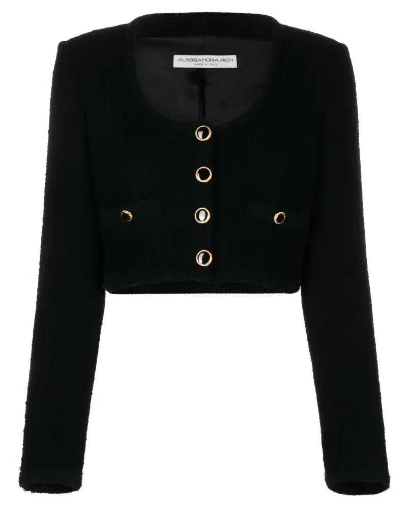 Alessandra Rich Cropped-Jacke aus Tweed - Schwarz Schwarz