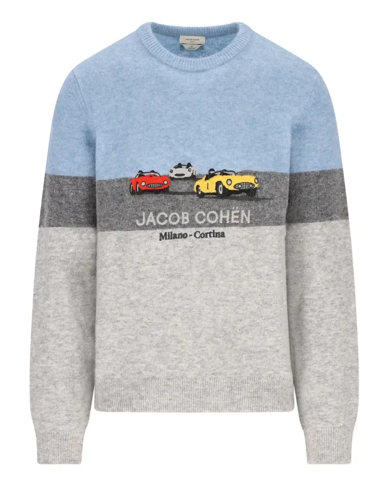 Jacob Cohën colour-block embroidered sweater - Blau Blau