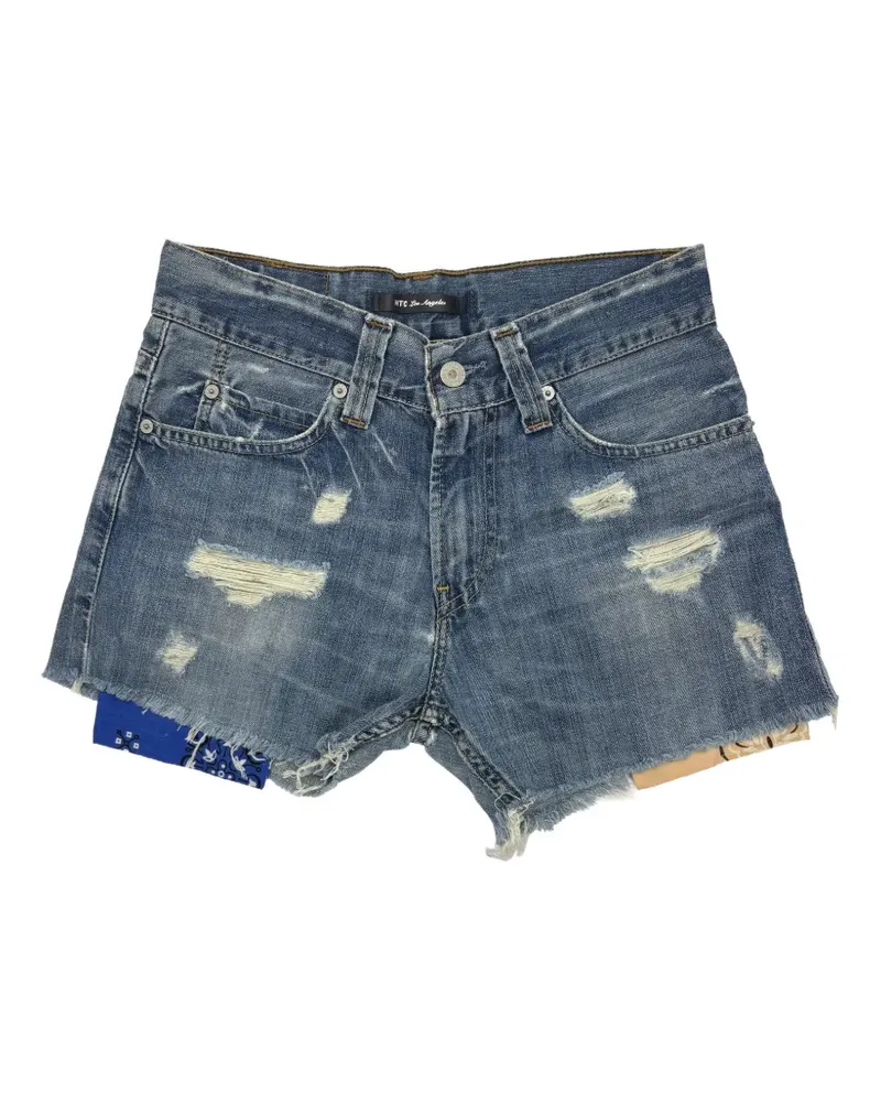 HTC Hollywood Trading Company distressed bandana-insert shorts - Blau Blau