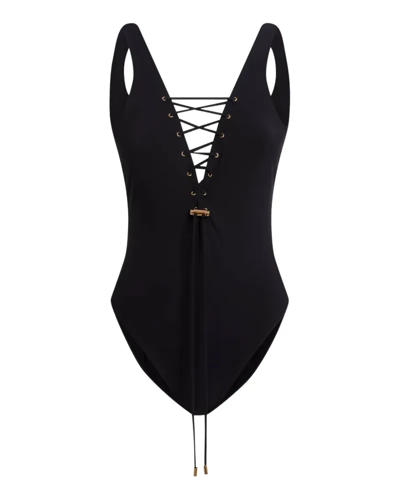 Moschino lace-up swimsuit - Schwarz Schwarz