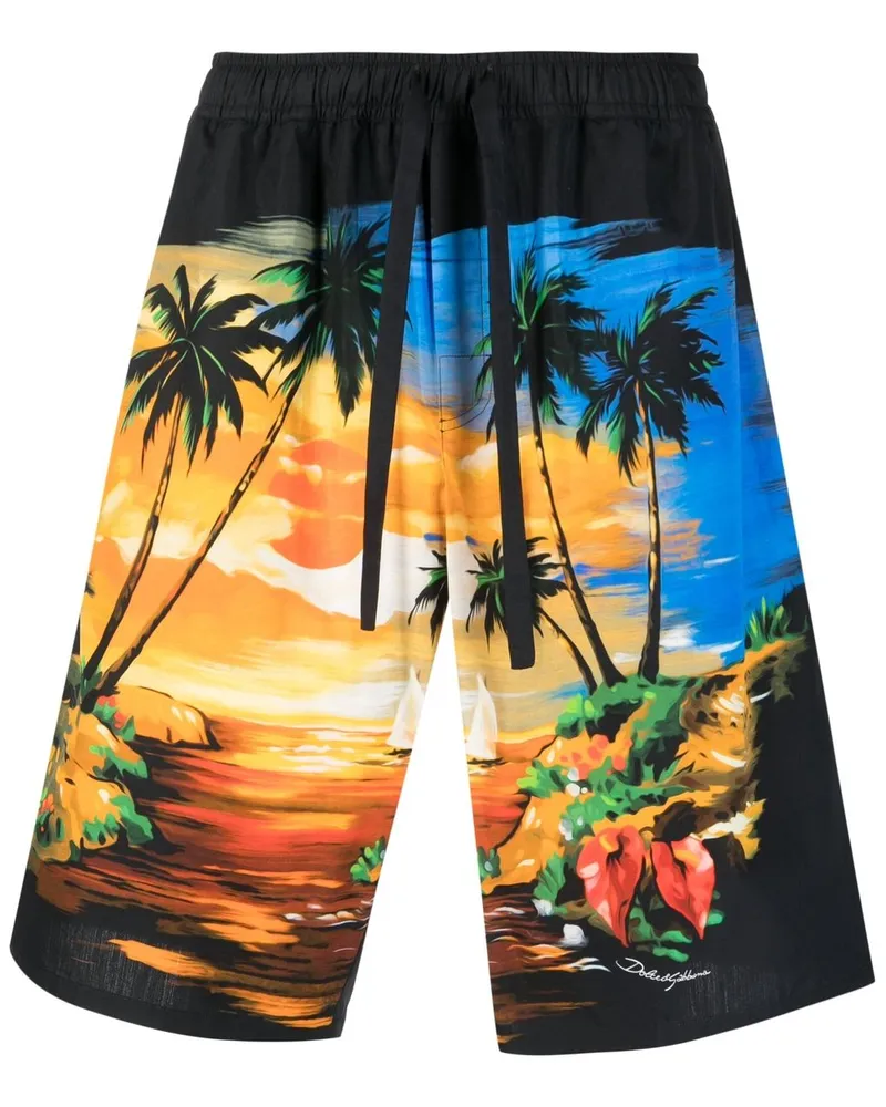 Dolce & Gabbana Shorts mit Palmen-Print - Blau Blau