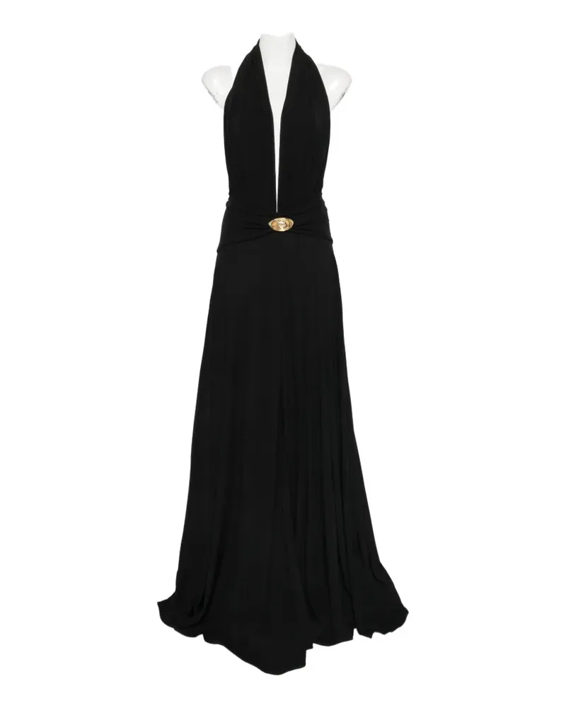 Casablanca Paris halterneck logo-plaque maxi dress - Schwarz Schwarz