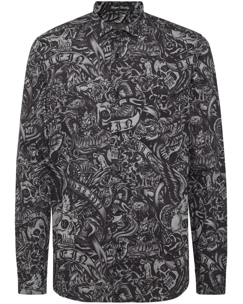 Philipp Plein Hemd mit Tattoo-Print - Schwarz Schwarz