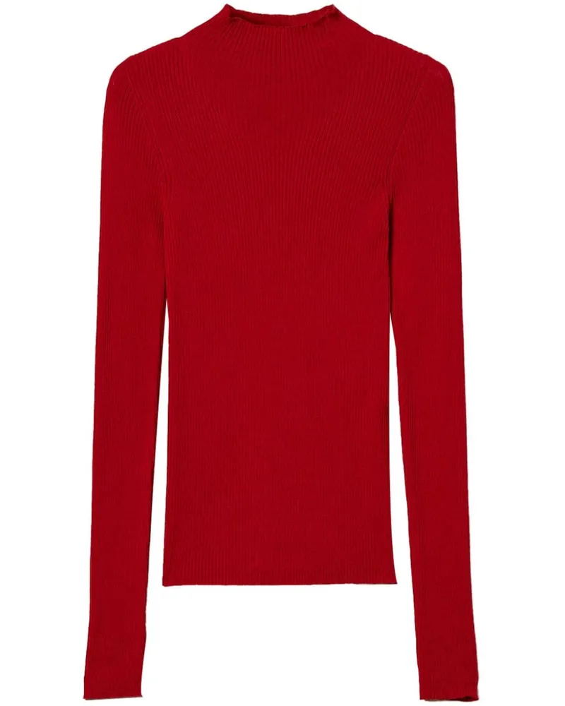 Twin-Set Nahtloser Pullover mit Stehkragen - Rot Rot