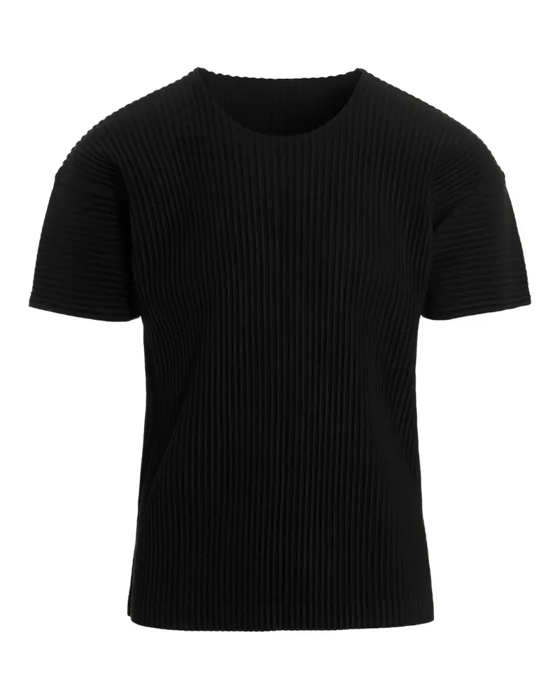 Issey Miyake T-Shirt mit Falten - Schwarz Schwarz