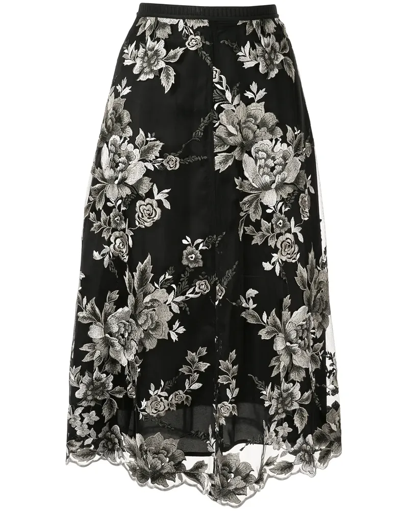 Antonio Marras Rock mit aufgestickten Blumen - Schwarz Schwarz