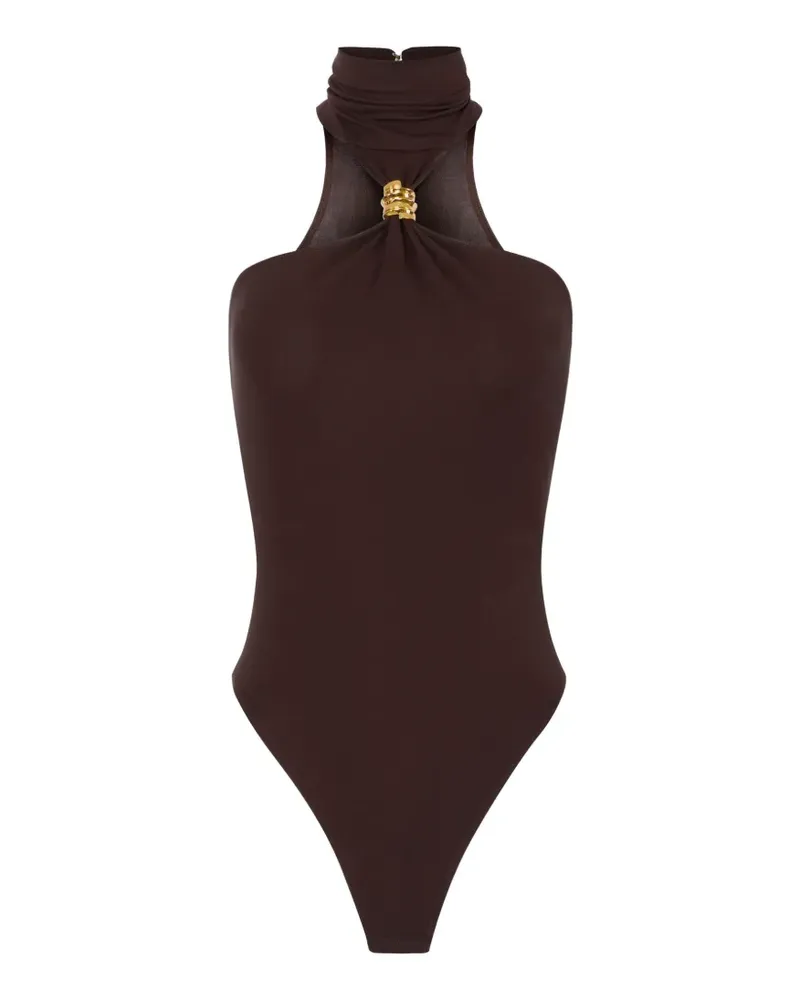 Elisabetta Franchi Neckholder-Body mit Cut-Outs - Braun Braun