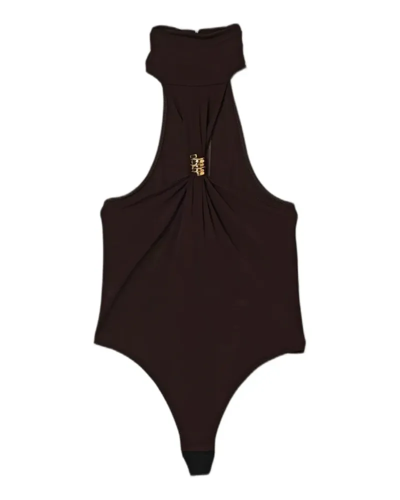 Elisabetta Franchi Neckholder-Body mit Cut-Outs - Braun Braun