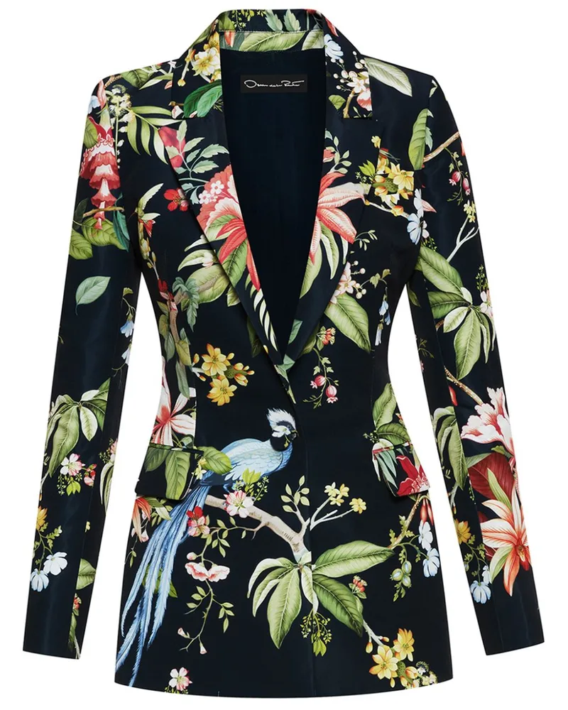Oscar de la Renta Flora & Fauna Faille-Blazer - Blau Blau