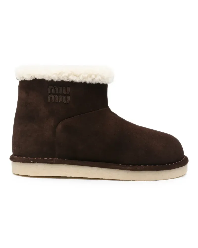 Miu Miu Stiefel mit Logo-Prägung und Shearling-Besatz - Braun Braun