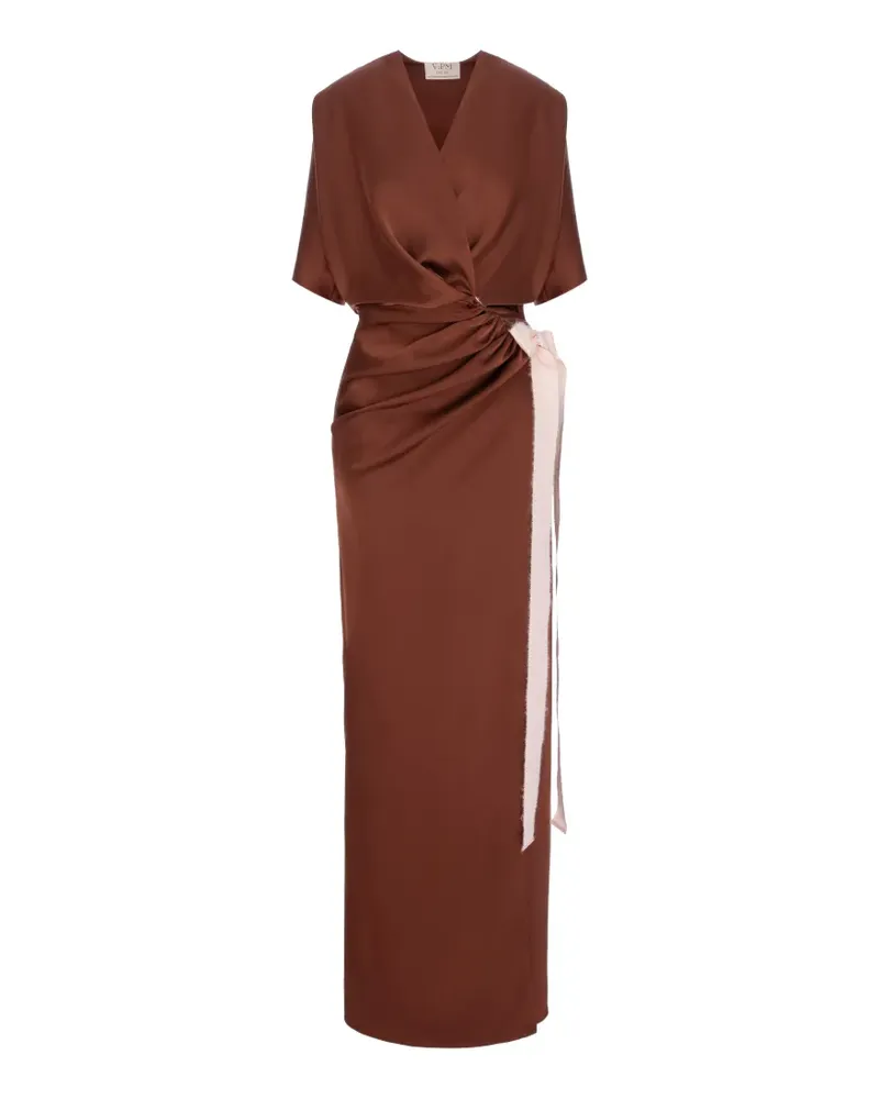 V:PM ATELIER Samantha draped knot maxi dress - Braun Braun