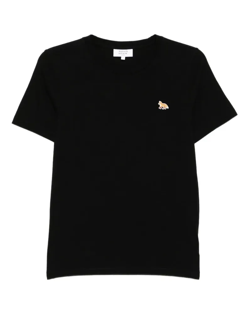 Kitsuné T-Shirt mit Logo-Stickerei - Schwarz Schwarz