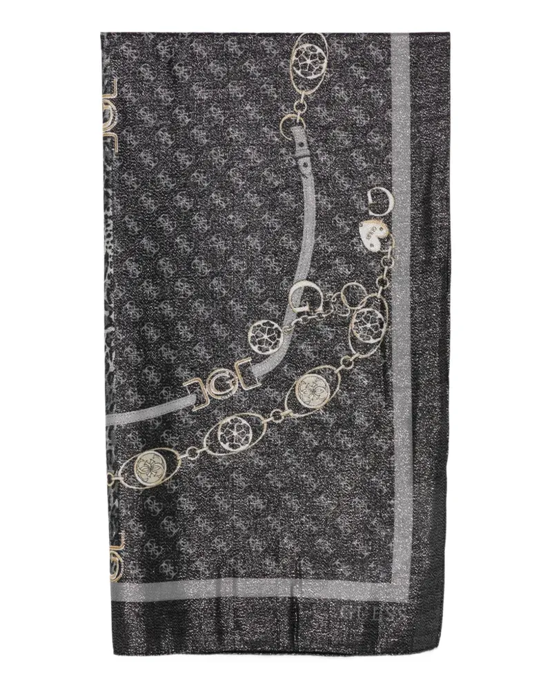 Guess logo-print chain-link scarf - Schwarz Schwarz