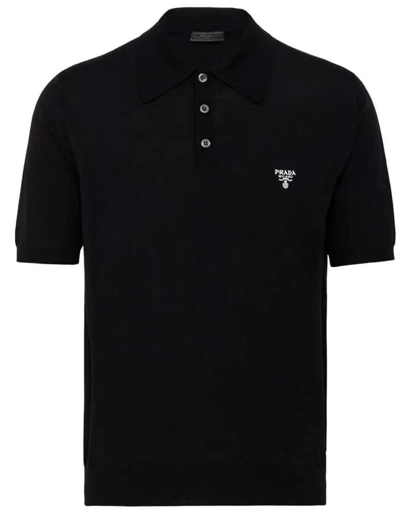 Prada Poloshirt mit Logo-Stickerei - Schwarz Schwarz