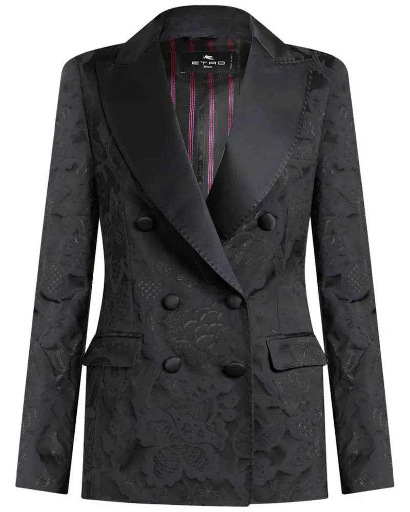 Etro Doppelreihiges Jacquard-Blazer - Schwarz Schwarz