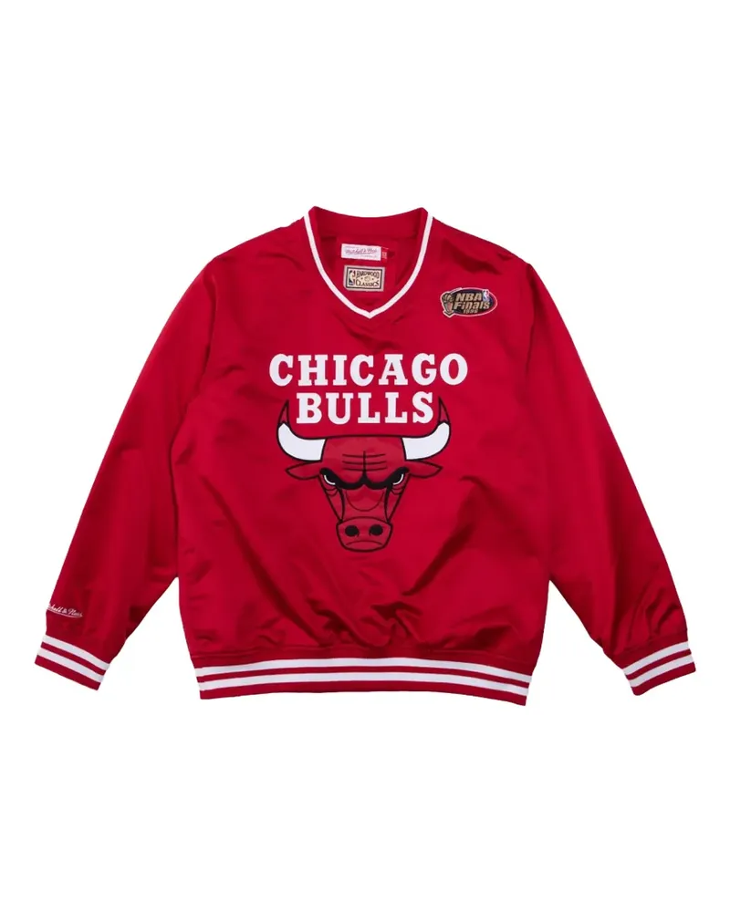 Mitchell & Ness satin v-neck sweatshirt - Rot Rot