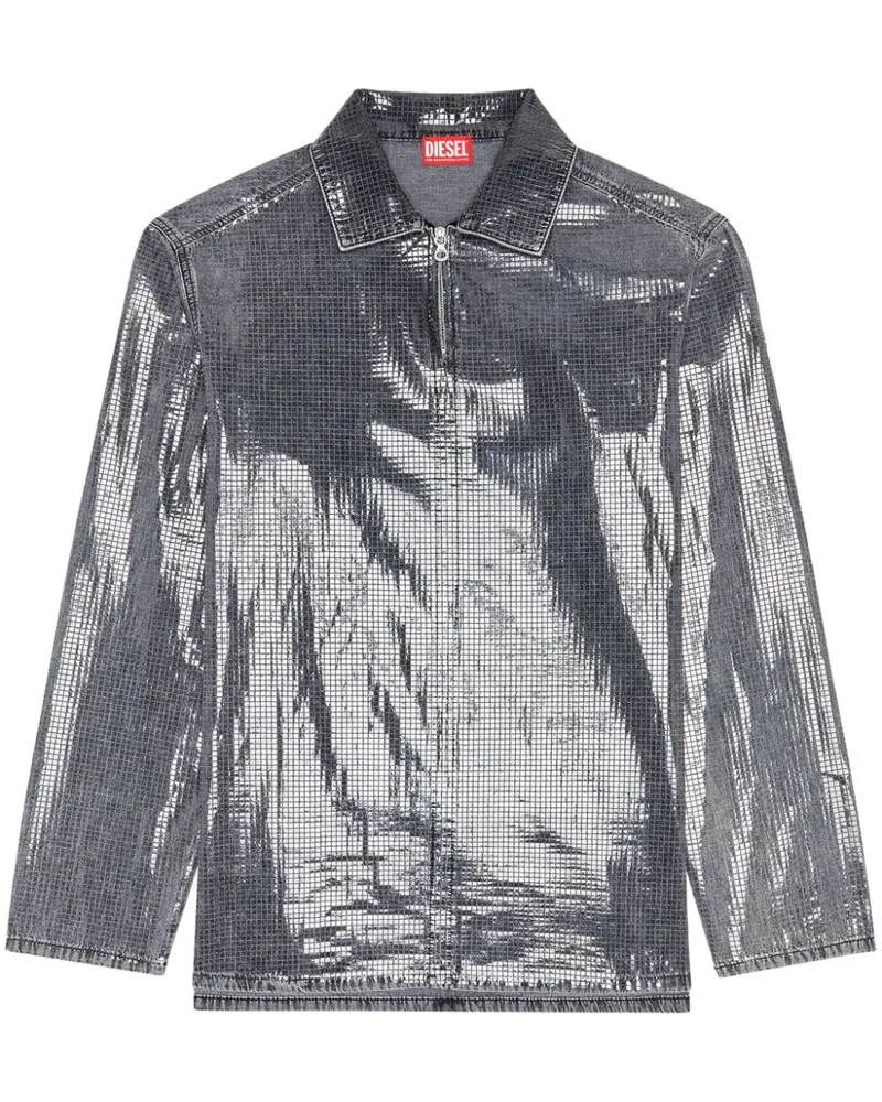 Diesel D-Brad Jeanshemd mit Glanzoptik Schwarz