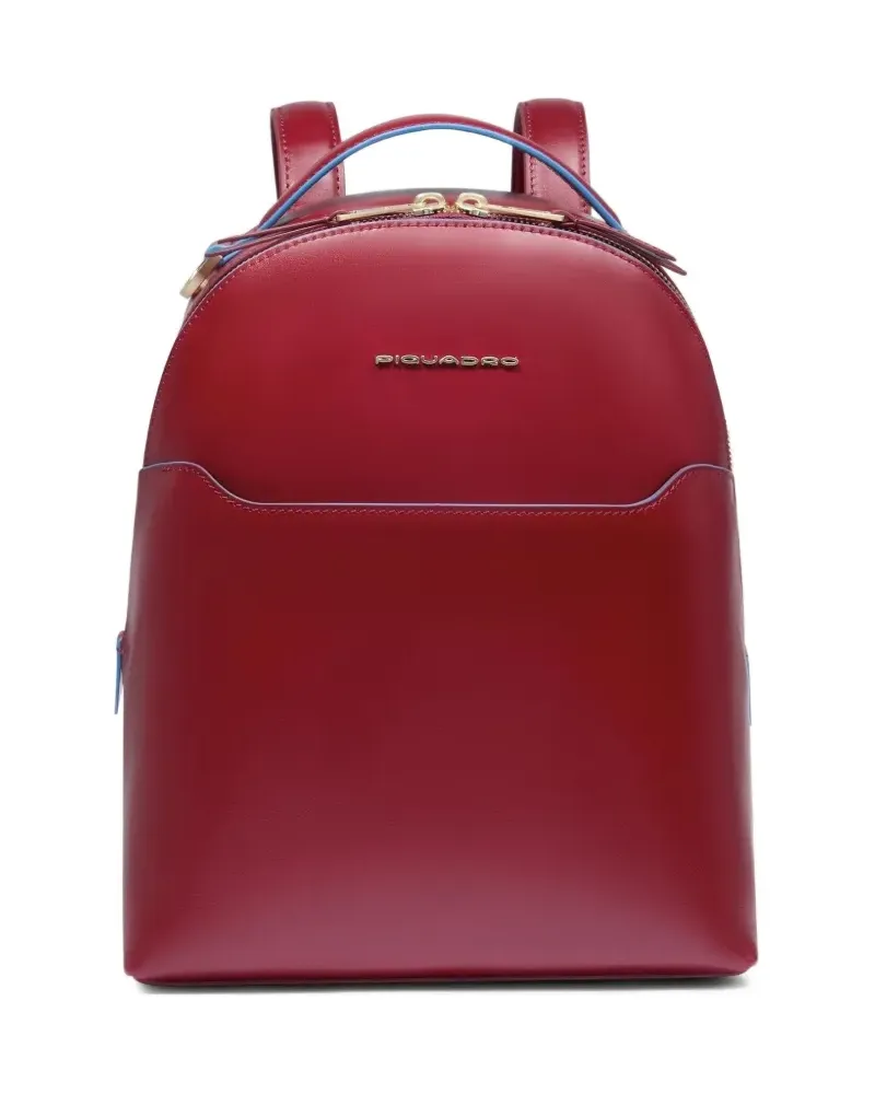 Piquadro logo-plaque leather backpack - Rot Rot