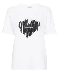 Saint Laurent T-Shirt mit Herz-Print Weiß