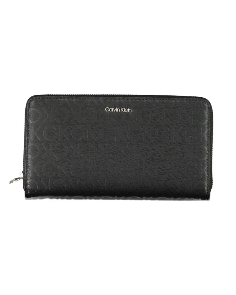Calvin Klein monogram-pattern zip-around wallet - Schwarz Schwarz