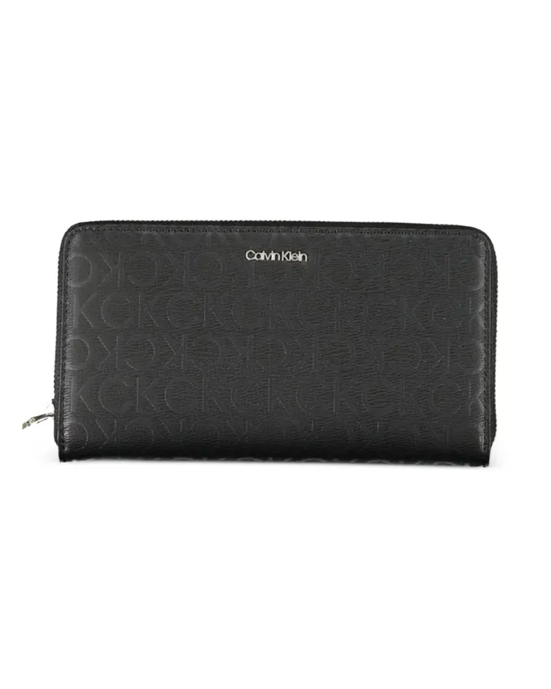 Calvin Klein monogram-pattern zip-around wallet - Schwarz Schwarz