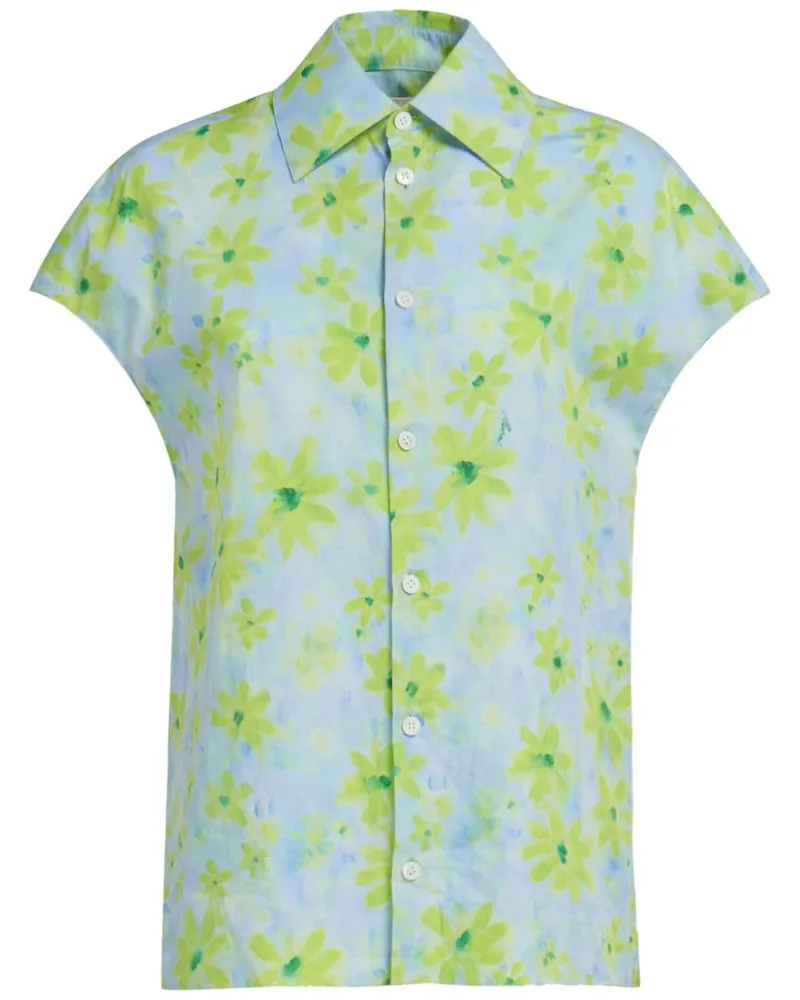 Marni Hemd mit Blumen-Print - Blau Blau