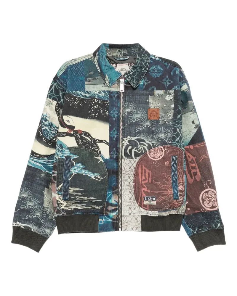 Evisu patchwork-print jacket - Blau Blau