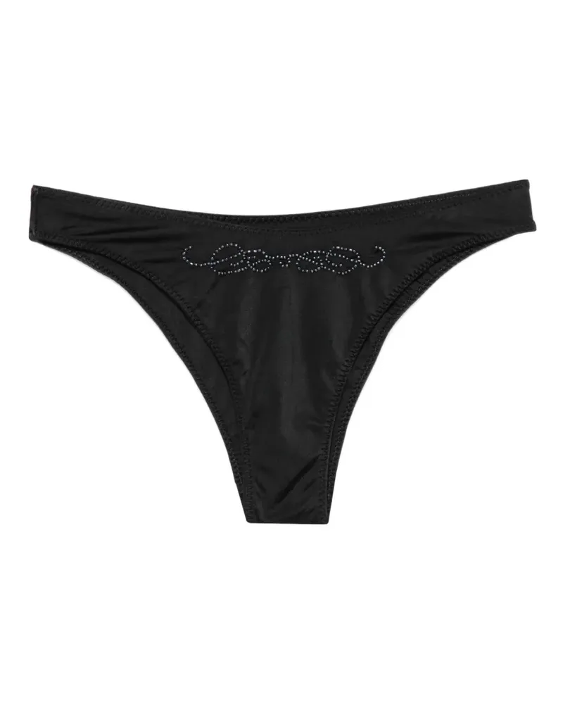 Frankies Bikinis x Jennie Dove beaded-logo bikini bottoms - Schwarz Schwarz