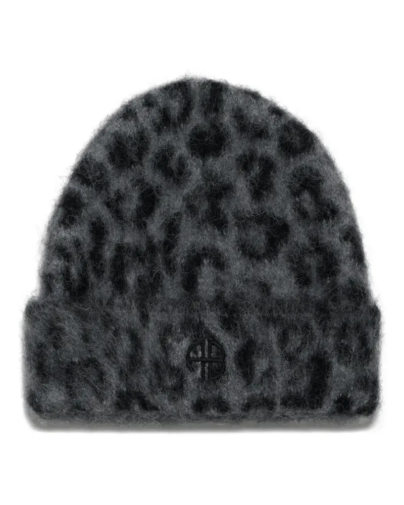Anine Bing Elia leopard-print beanie - Grau Grau