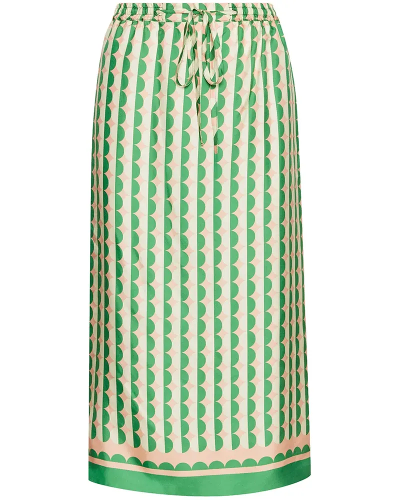 Oscar de la Renta Seidenrock mit geometrischem Print - Grün Grün