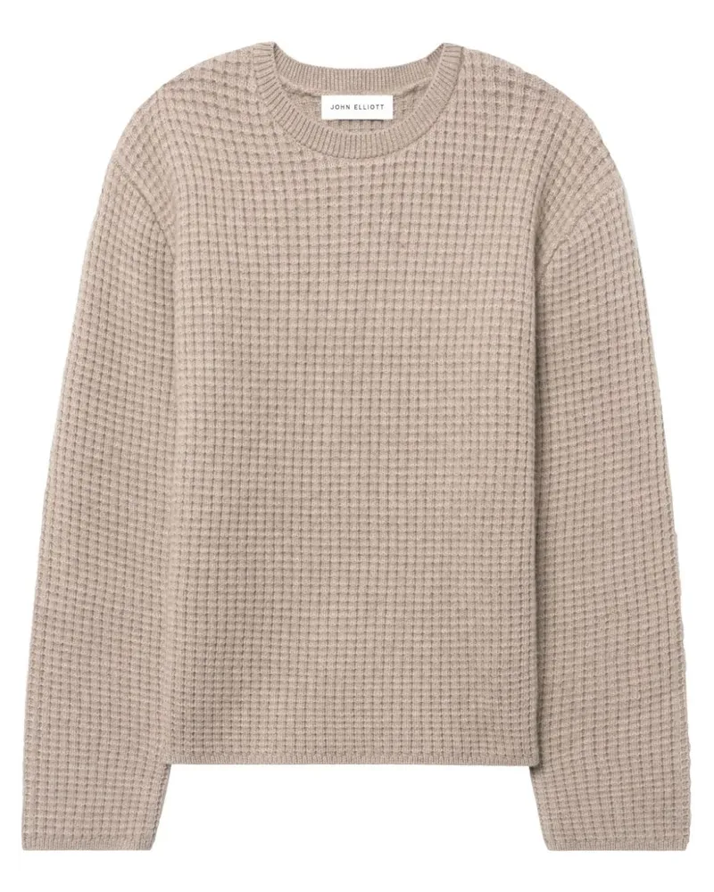 John Elliott + Co Merinowollpullover in Waffelstrick Nude