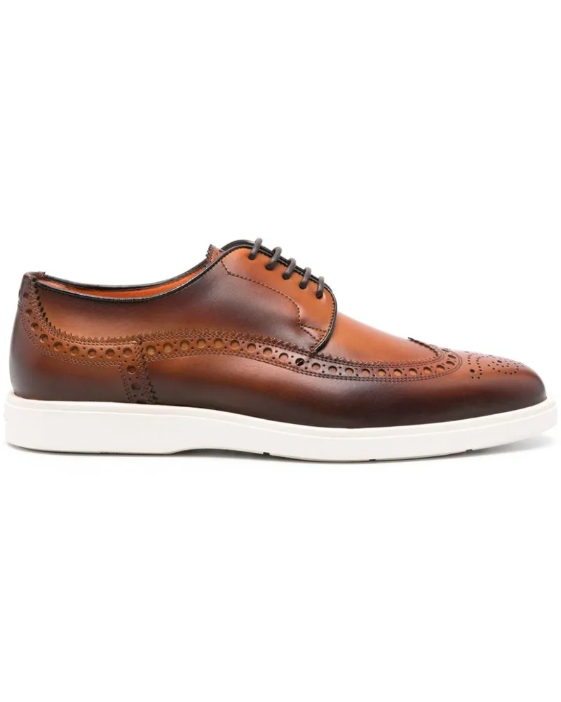 Santoni Oxford-Schuhe mit Lochmuster Braun