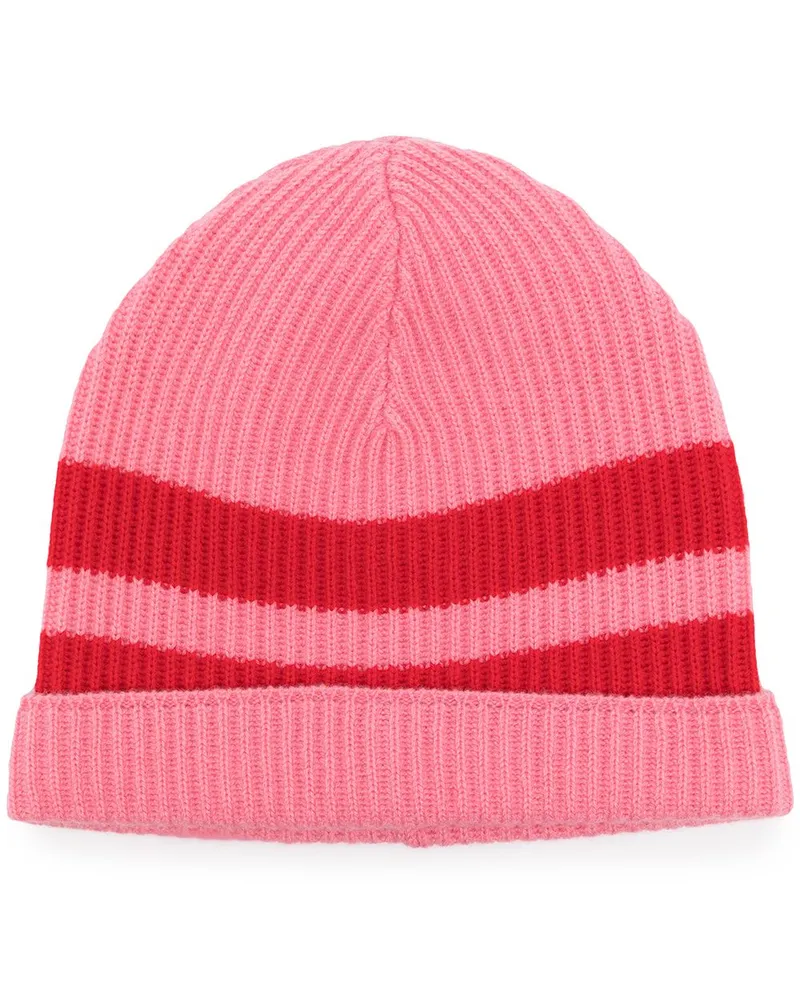 Cashmere In Love Gestreifte Bia Strickmütze - Rosa Rosa