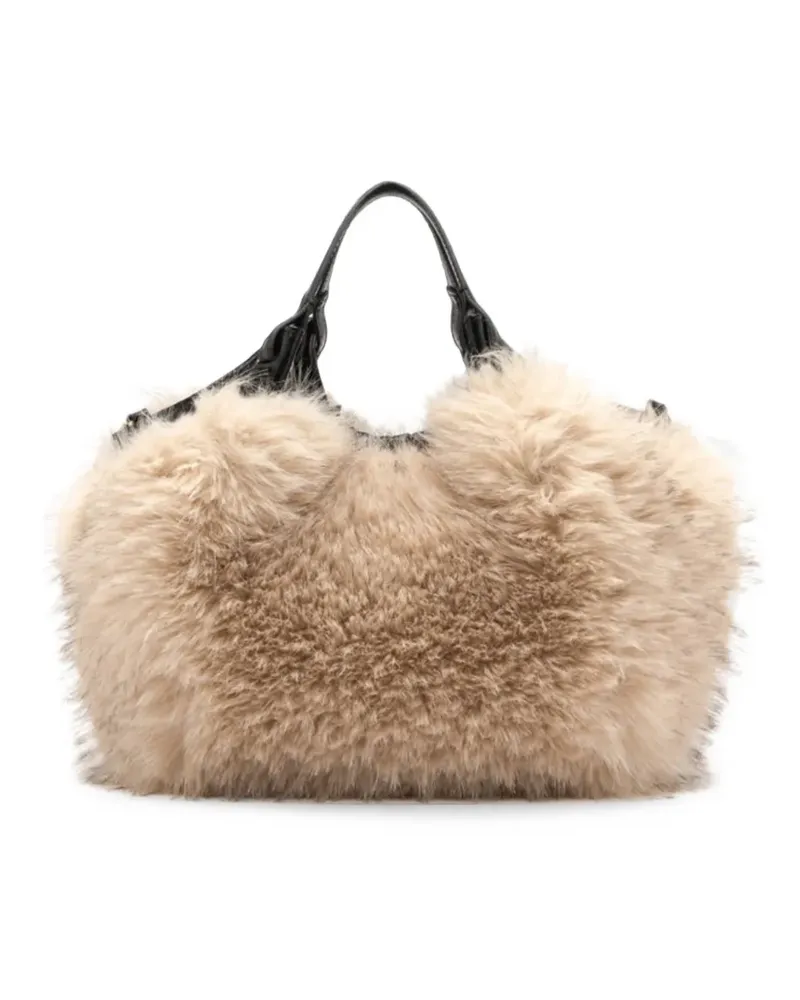 Gianni Chiarini Mittelgroße Dua Tote Bag aus Faux Fur mit abnehmbarem Riemen - Nude Nude