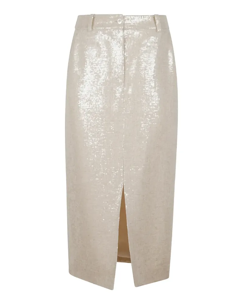 Kiton sequin-embellished slit skirt - Nude Nude