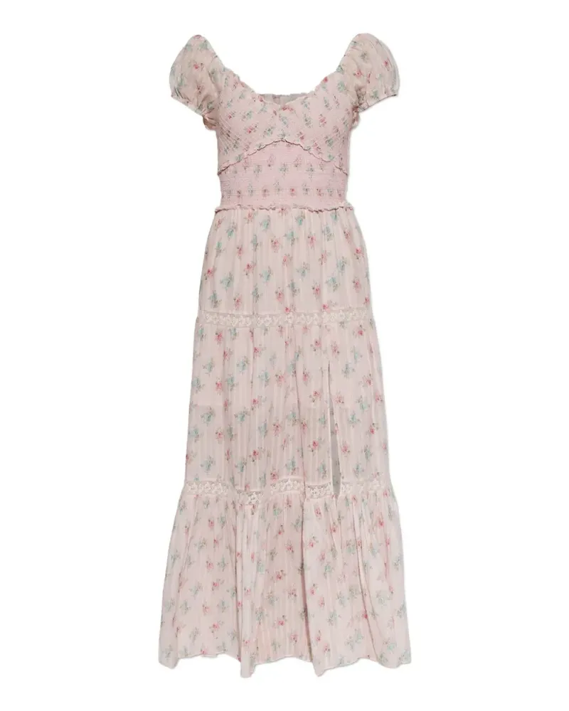 LoveShackFancy Gestuftes Amandla Maxikleid mit Blumenprint - Rosa Rosa