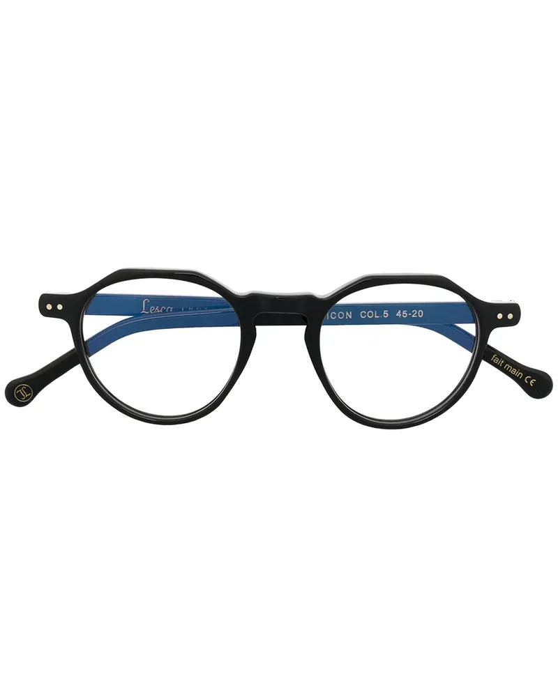 Lesca Runde 'Icon' Brille - Schwarz Schwarz