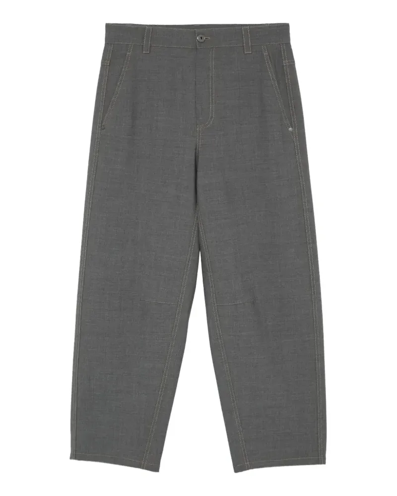 Brunello Cucinelli contrast-stitch cropped trousers - Grau Grau