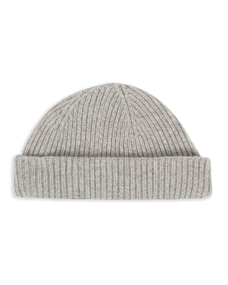 John Smedley Gerippte Beanie - Grau Grau