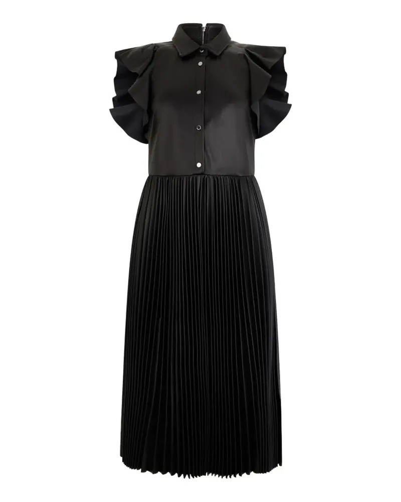 Valentino Garavani ruffled-sleeve pleated dress - Schwarz Schwarz