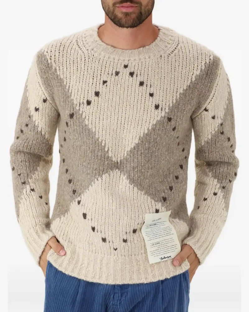 Ballantyne Grob gestrickter Pullover mit Argyle-Muster - Nude Nude